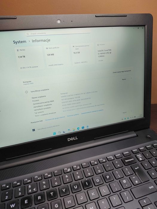 LAPTOP 15,6" FHD | DELL | i3-1005G1 | 16GB RAM | 256SSD 1TB HDD | W11