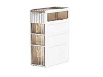 Wąski organizer łazienkowy na kółkach z 4 szufladami, 95,5 cm, biały