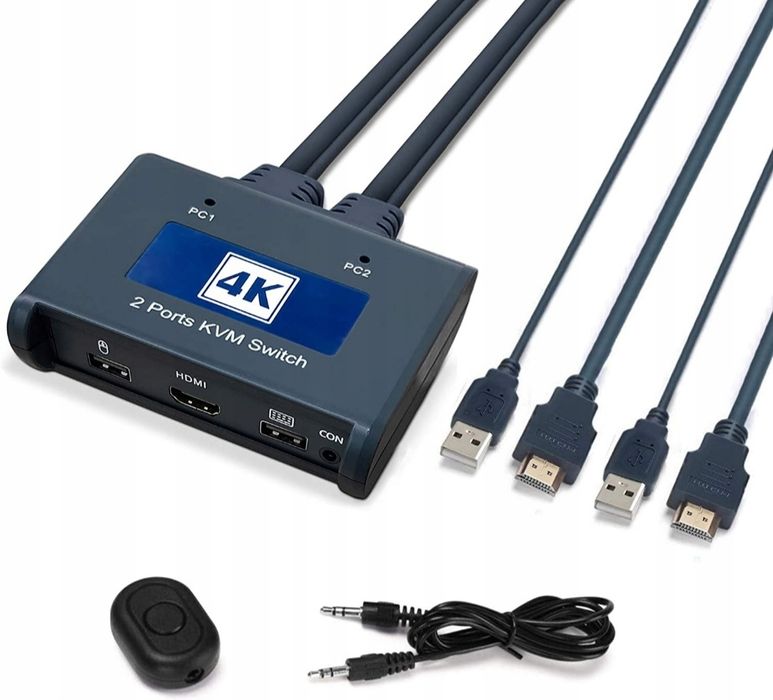 KVM Switch Remote 2-porty USB 4K HDMI KVM