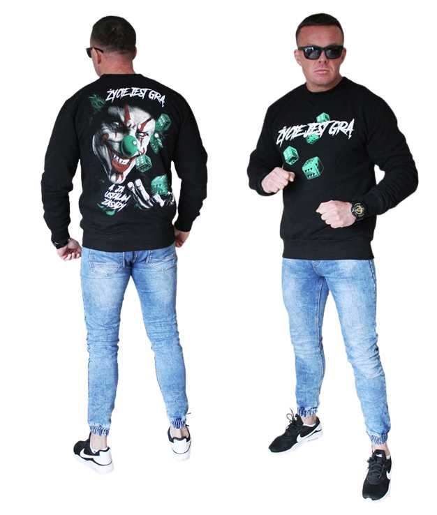 Nowa Bluza Klaun Życie Jest Grą a Ja Ustalam Zasady roz M L XL