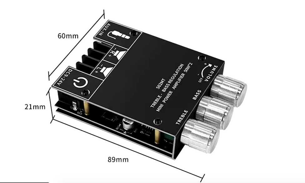 Усилитель 2х50Вт класс D блютуз ресивером ZK-502MT bluetooth AUX