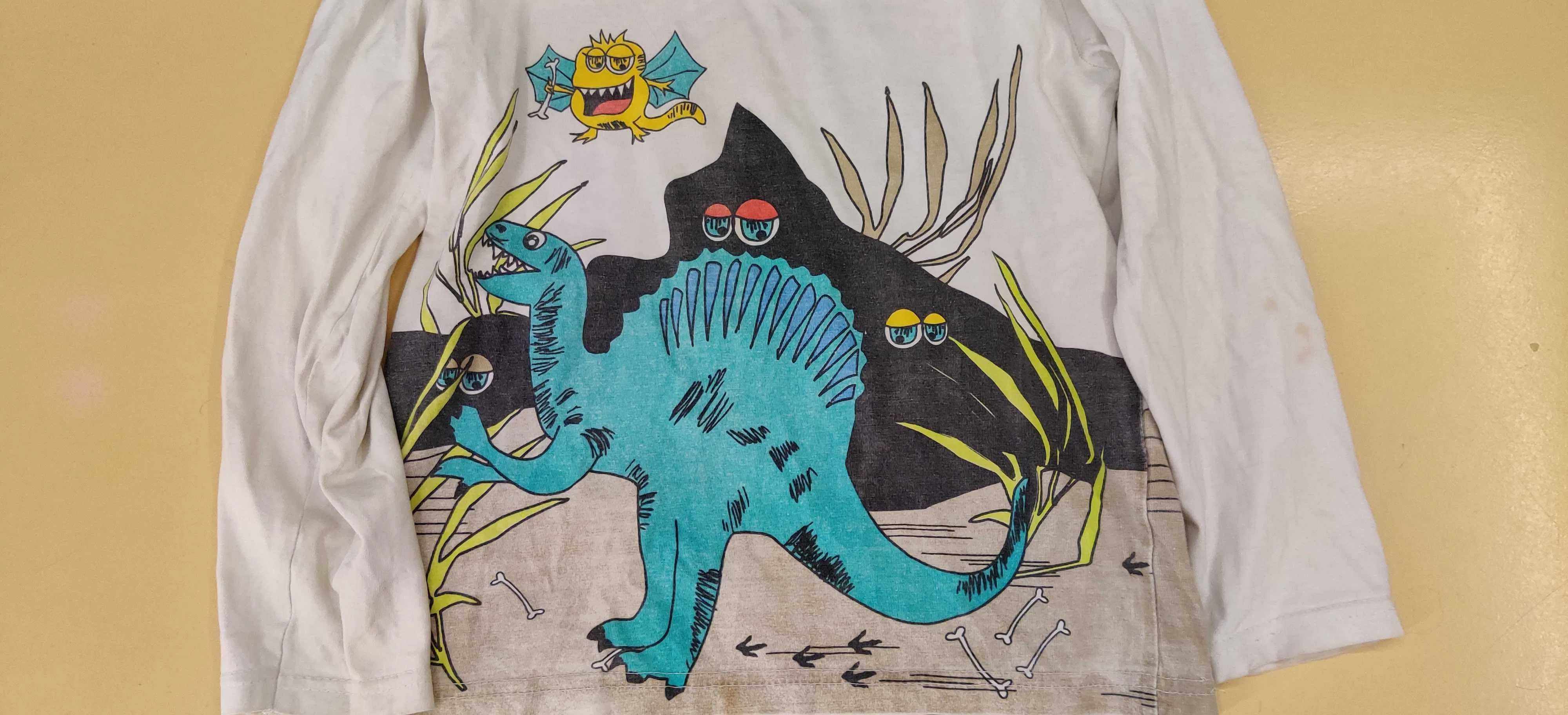 Bluzka długi rękaw dla chłopca 128 dinozaury unikat