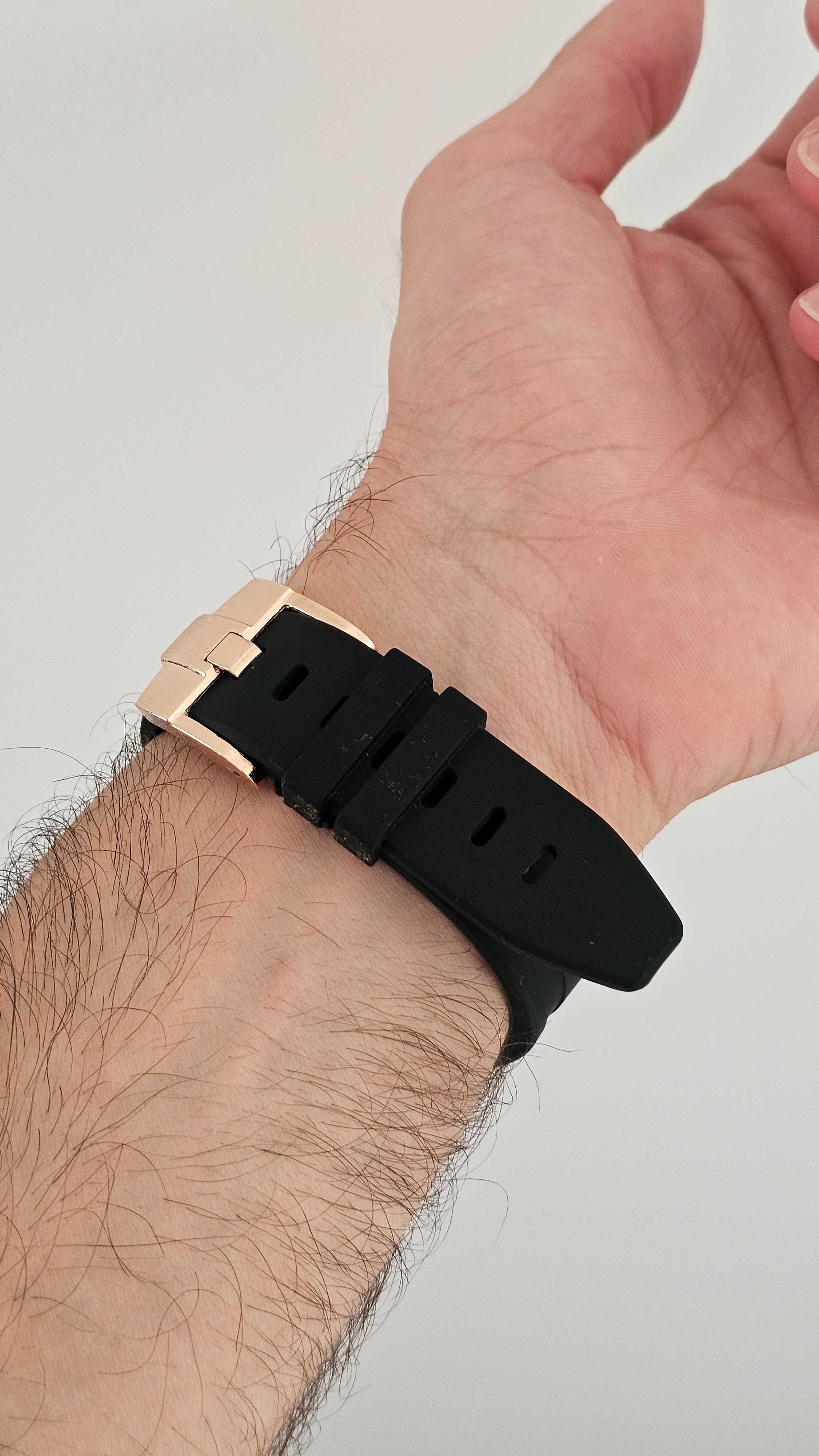 Relógio Quartz Preto Rosa Dourado