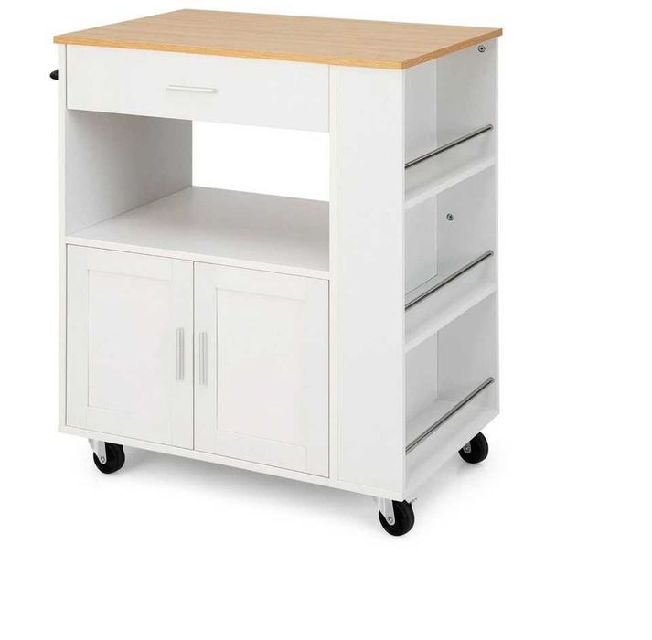 Wyspa kuchenna na kółkach z półką i szafką