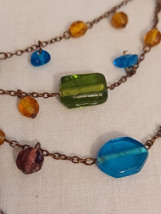 Colar de 5 voltas da Natura, Turquesa/Verde/Amarelo/Castanho.