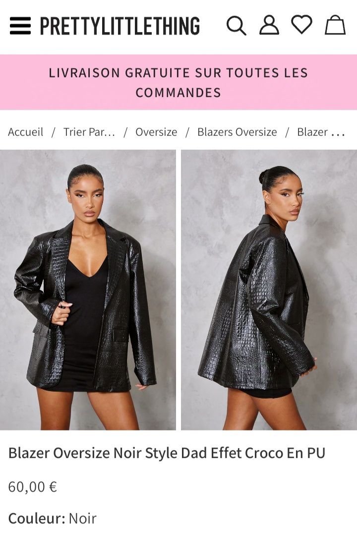 PrettyLittleThing S-L nowa owersizowa marynarka efekt skóry krokodyla