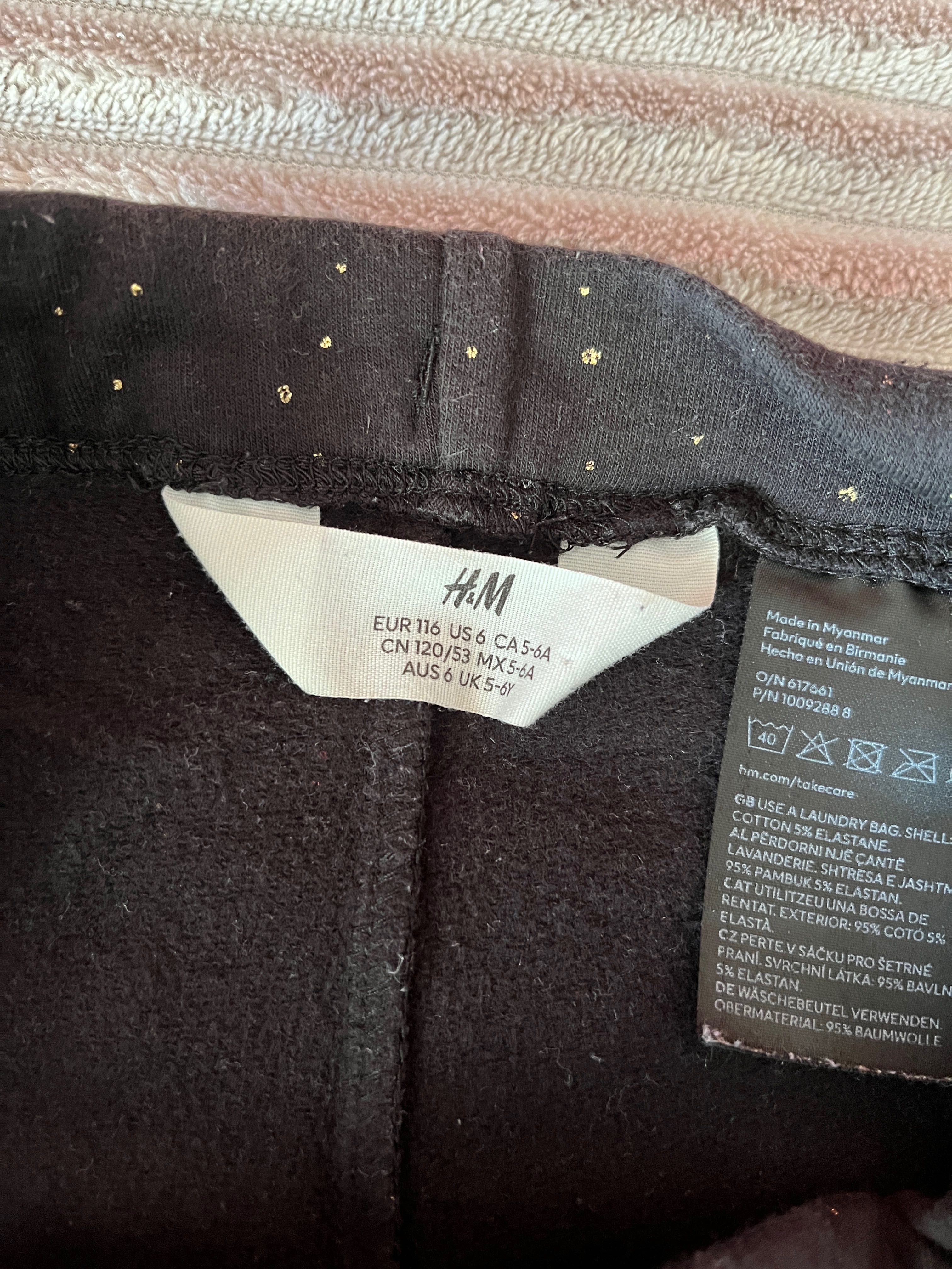 Spodnie ocieplane czarne dla dziewczynki, rozmiar 116, H&M