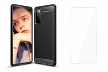 Etui Carbon Case + Szkło Hartowane Do Samsung Galaxy S20 Fe