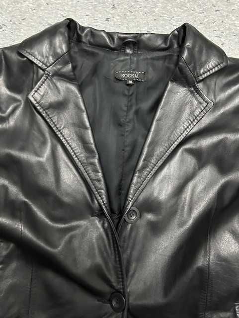 Casaco comprido em pele preta - Marca Kookai - Tamanho 38