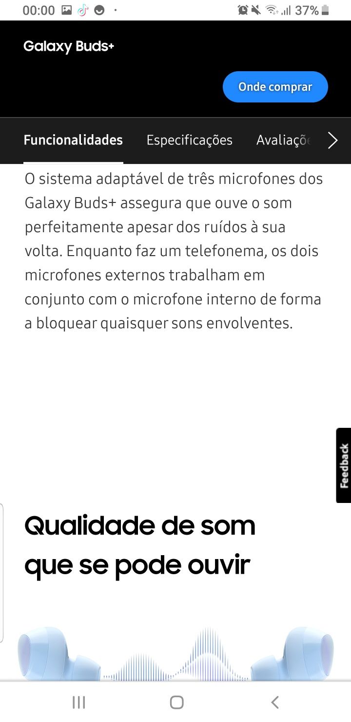 Selados Samsung auriculares BUDS + Novos ESTREAR