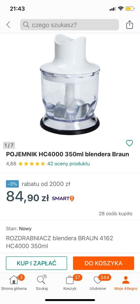 pojemnik do Rozdrabniacz do blendera ręcznego Braun/DeLongi