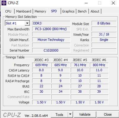 Pamięć RAM 1x8GB 8GB DDR3 1600MHz