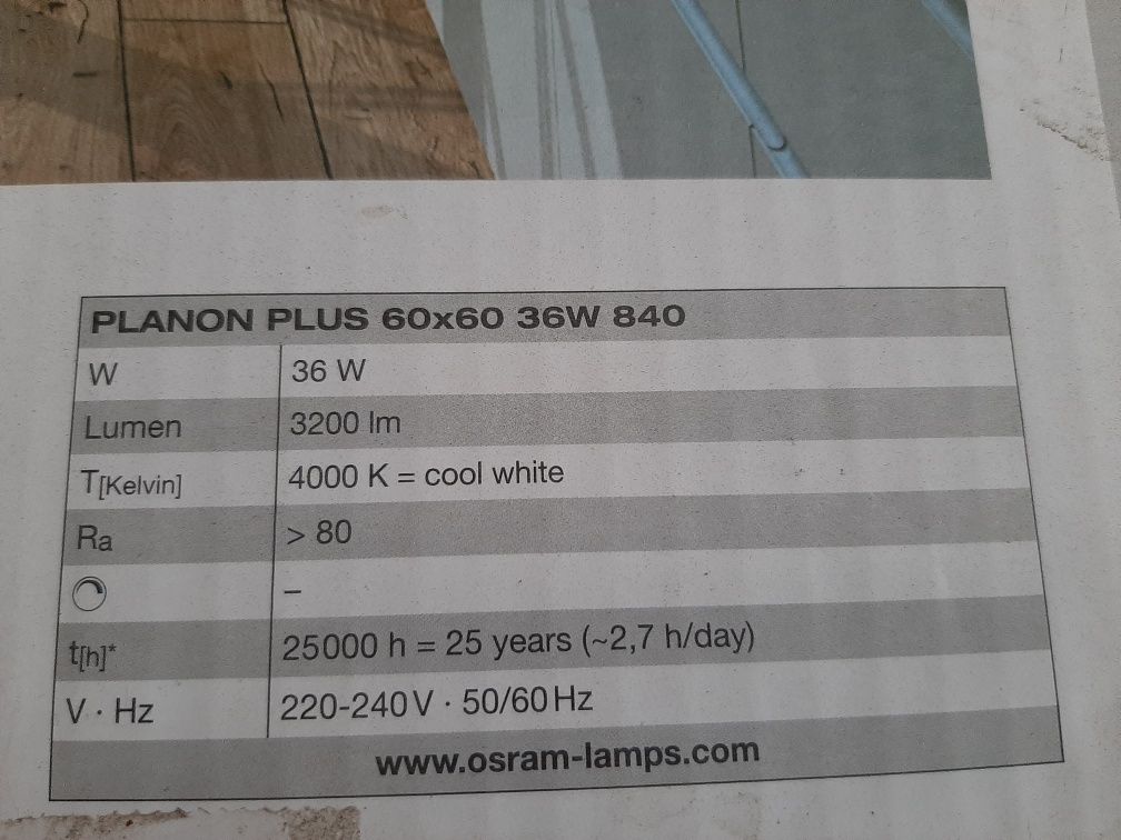 Plafon plus led cool white Osram 59,5cm biały kwadrat lampa