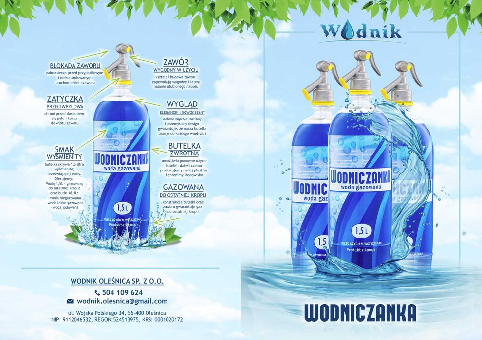 Opakowania zwrotne - współpraca woda w syfonie 1,5l