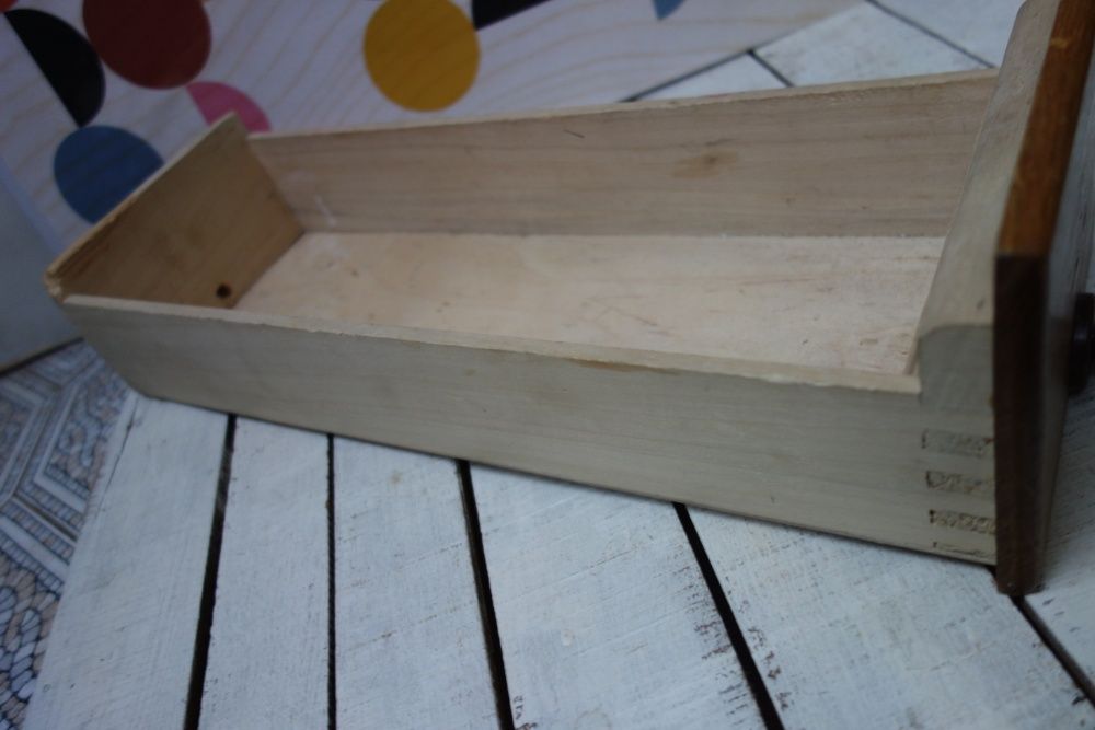 VINTAGE stara długa drewniana szuflada z gałką schowek na skarby:)