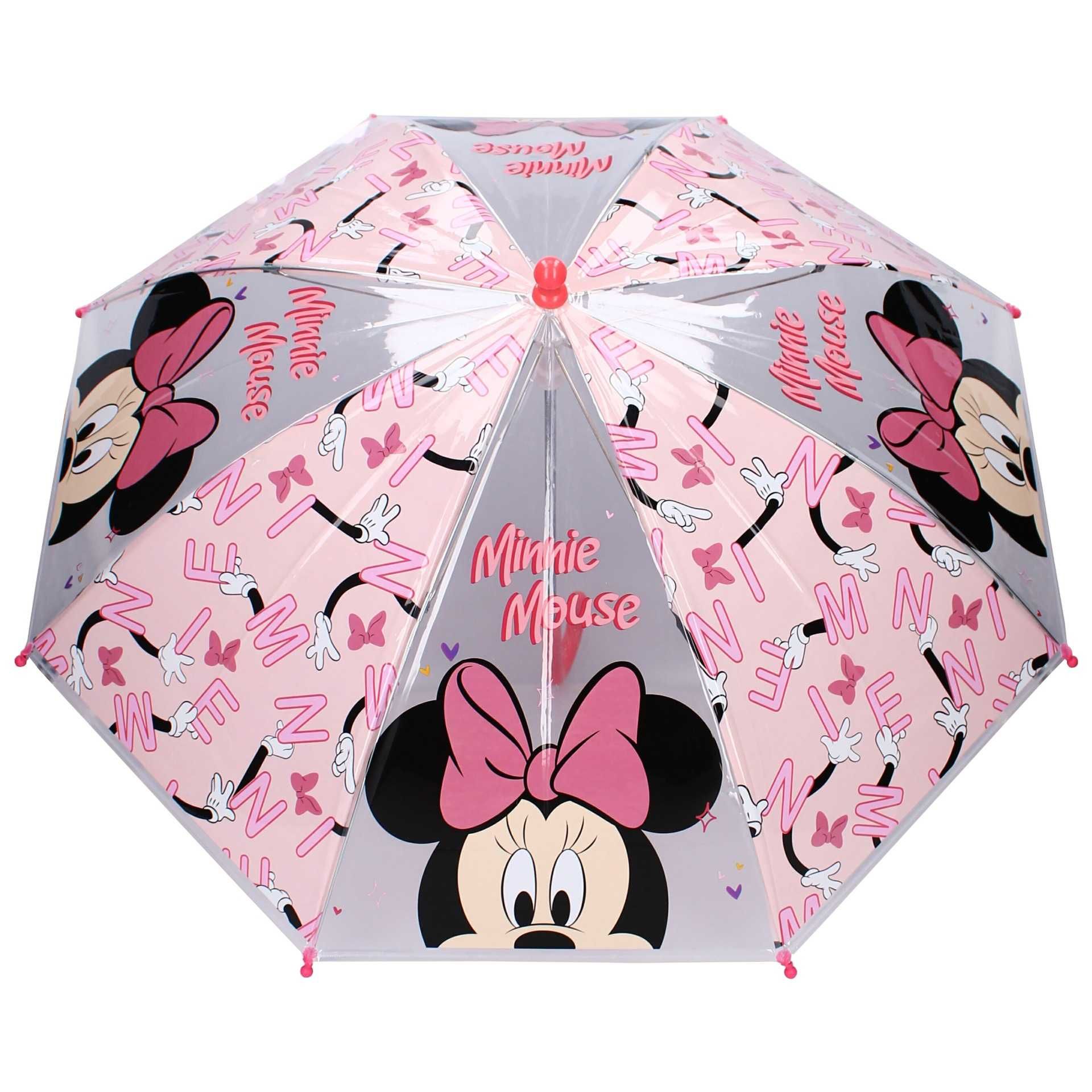 Детский зонтик трость  Минни Маус Minnie Mouse 3-6 лет розовый