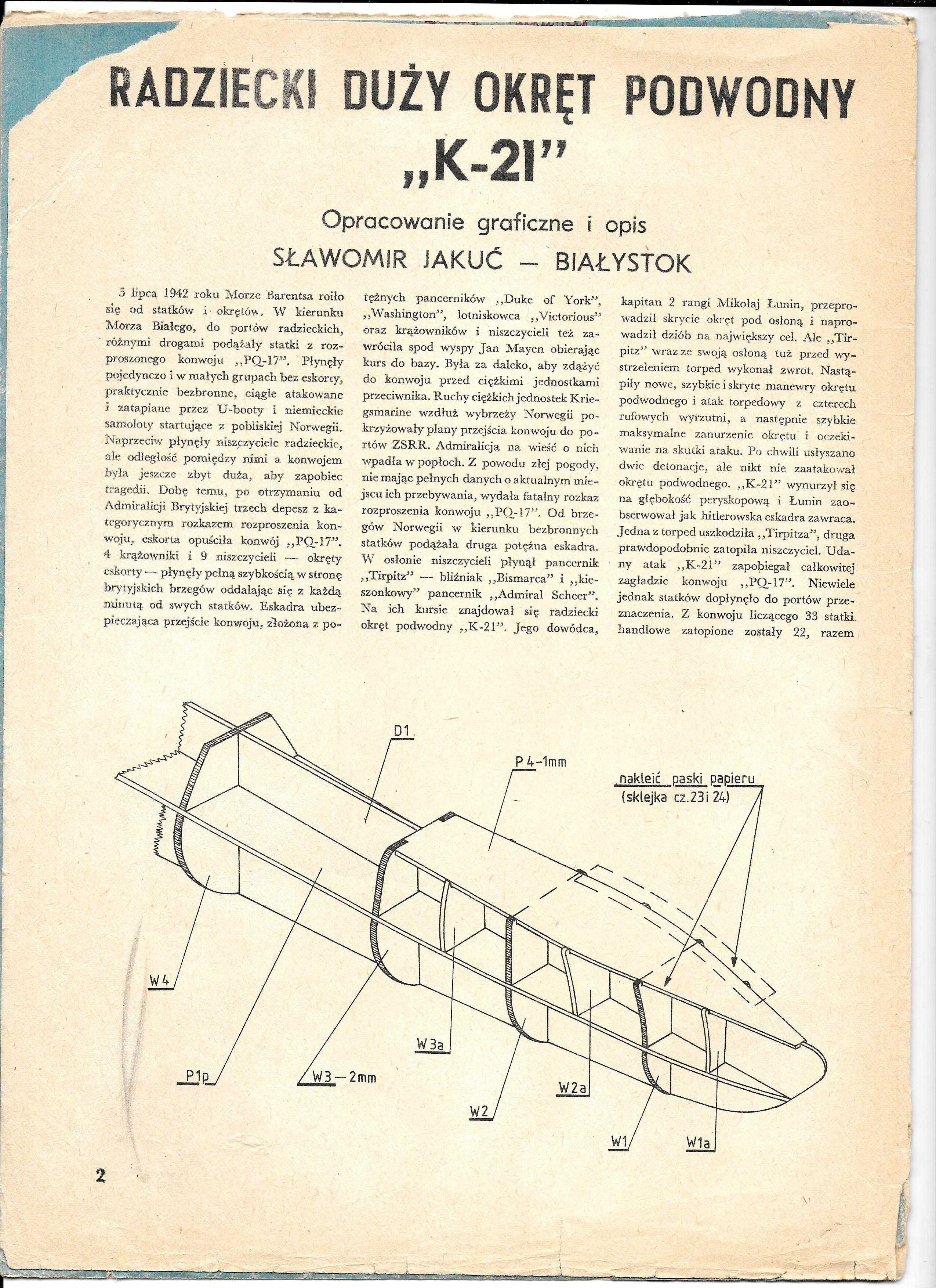 Mały Modelarz 4 1983 k-21 - kompletny - odrysowywane wręgi !