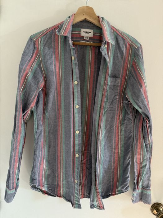 Camisa Oxford Riscas 100% Algodão PULL AND BEAR S