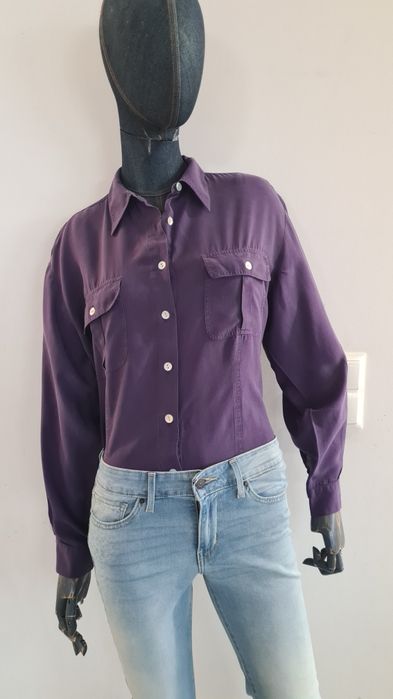 Koszula 100% Silk Jedwab. Głęboki Fioletowy, Śliwkowy. Oversize M / L