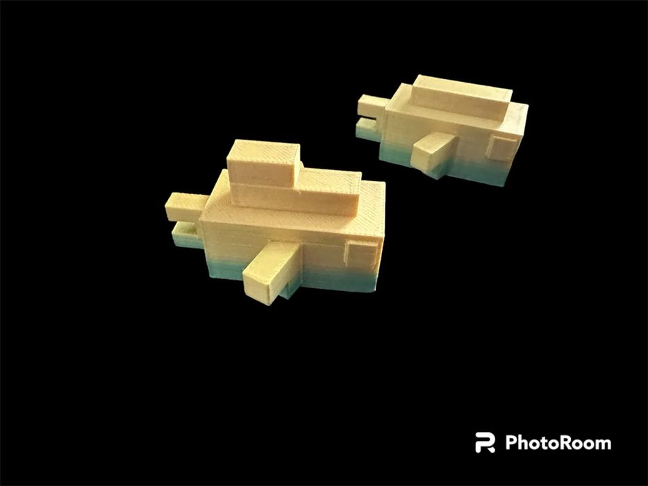 Conjunto de 3 Peixes Estilo "Block Fish"