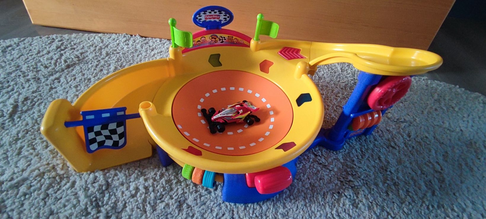 Zabawki edukacyjne tor wyścigowy Fisher Price, pianino - uszkodzone