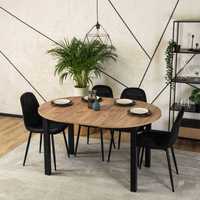 Stół okrągły rozkładany do salonu jadalni loft 102 x 102 x 76cm czarny