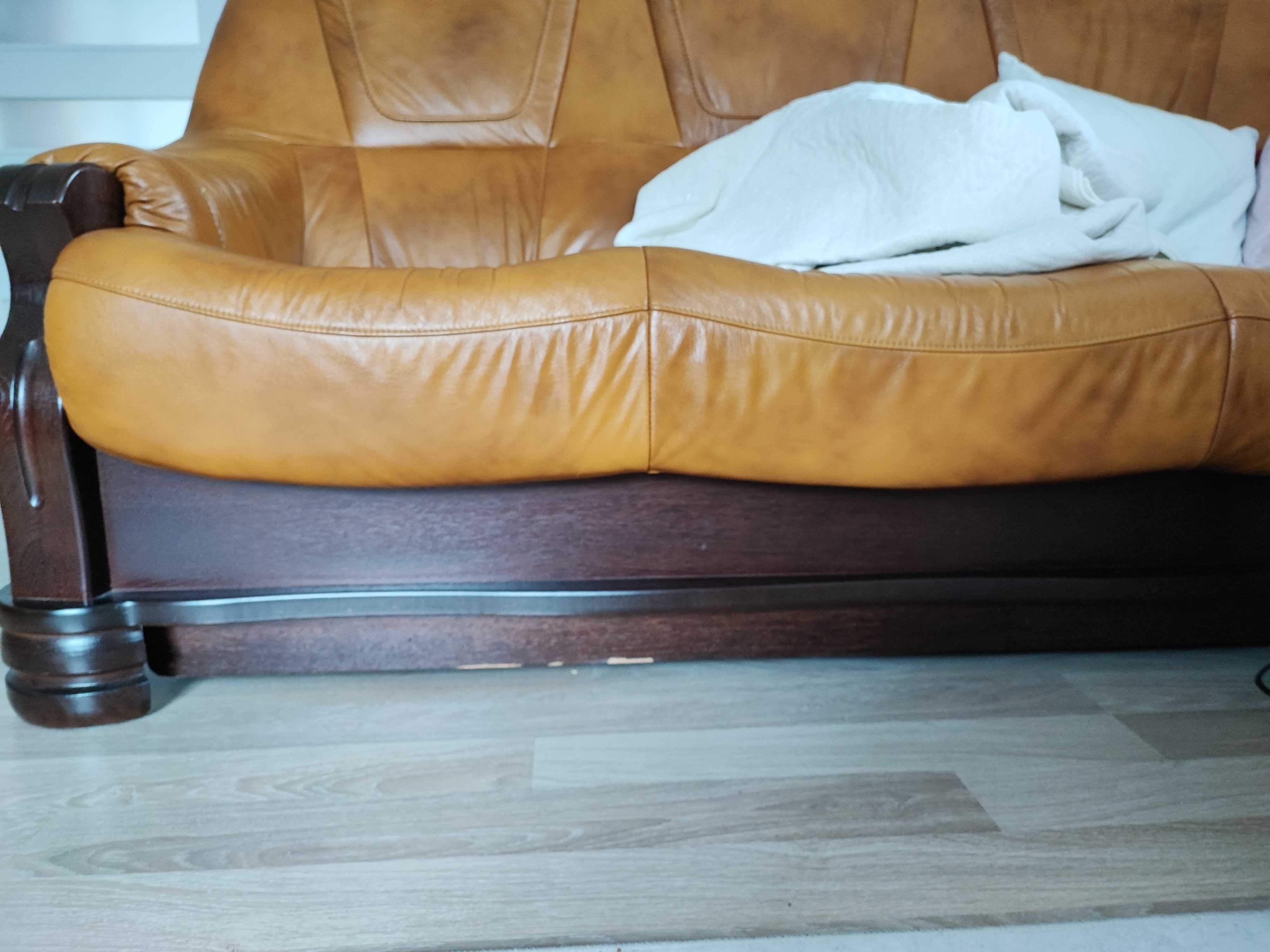 Komplet dwóch kanap skórzanych