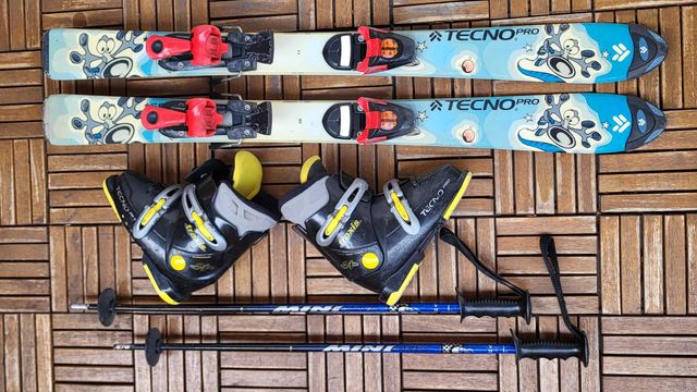 Narty buty narciarskie kijki zestaw