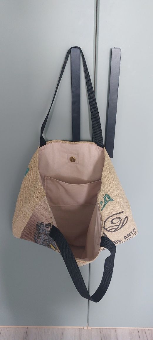 Torebka, torba z worka jutowego po kawie Handmade
