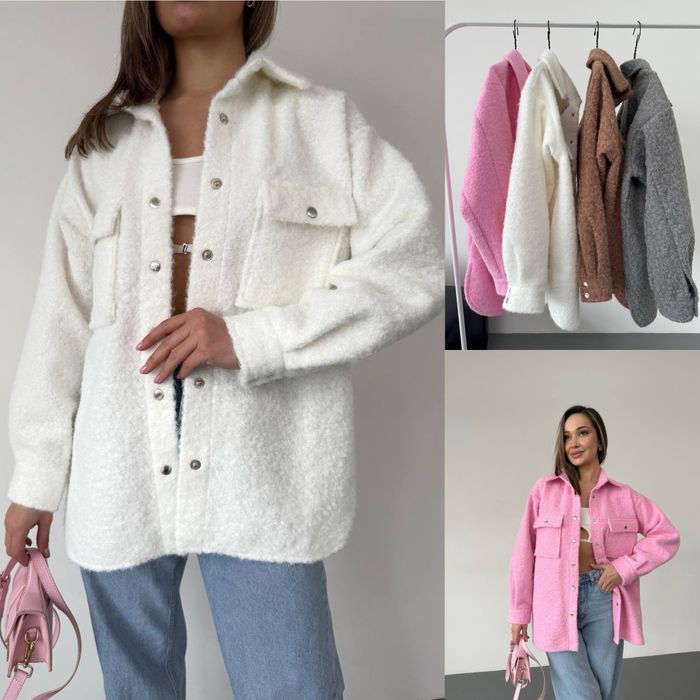 Женская теплая рубашка,куртка шерсть букле 42-42 Жіноча тепла сорочка