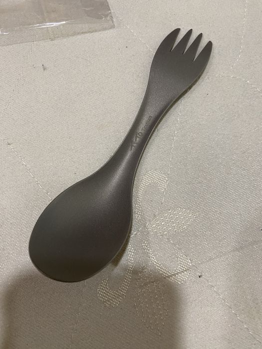 Титанова ложка-виделка туристична з мішечком для зберігання