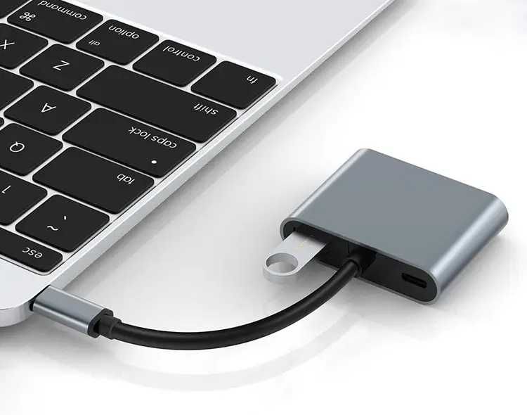 USB Хаб 4 in 1 Адаптер для 4К  HDMI HDTV  VGA  USB 3.0 PD Разветвитель