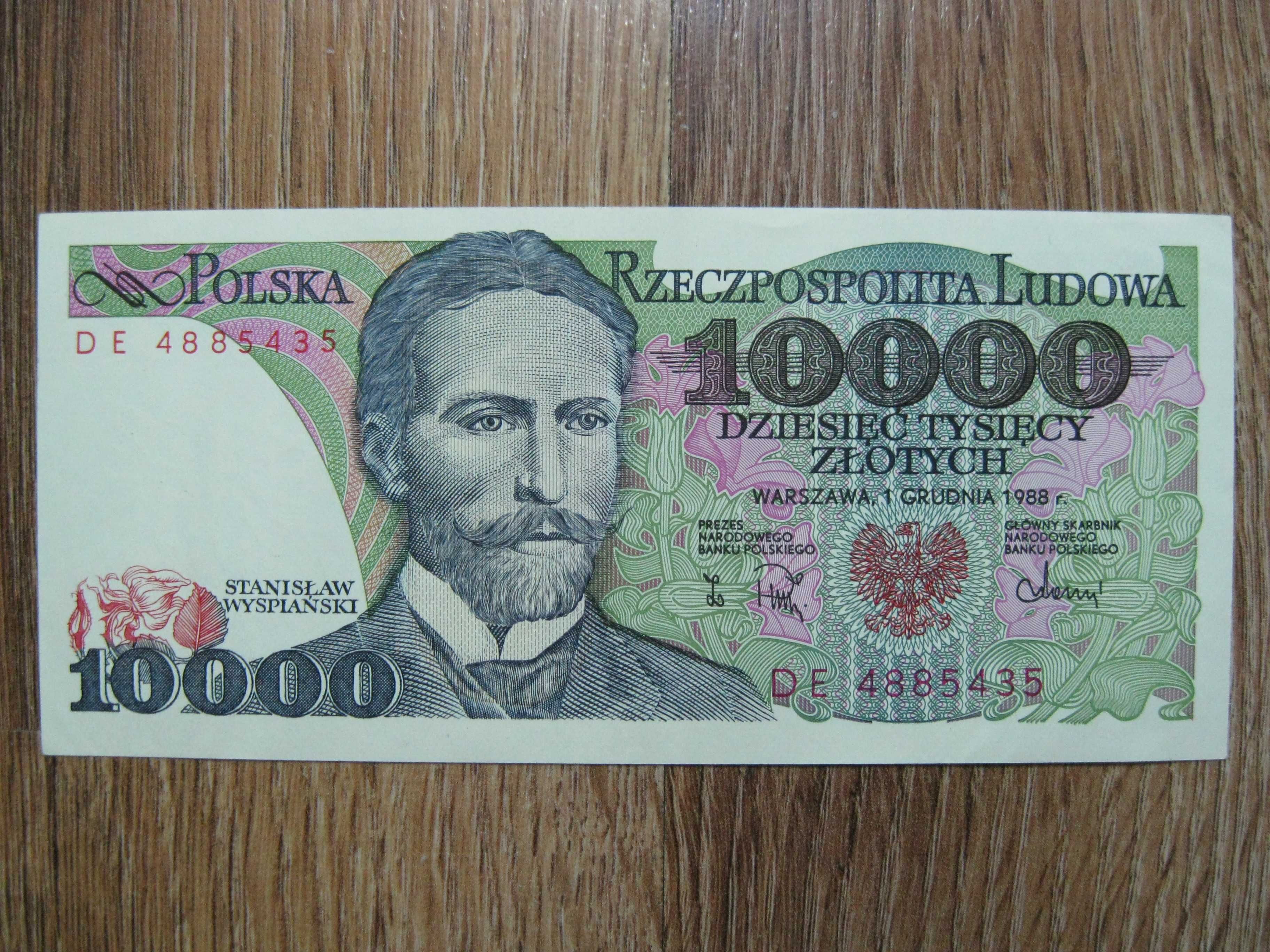 Banknot PRL 10000 złotych 1988 rok seria DE Stanisław Wyspiański
