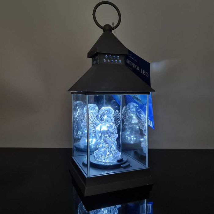 Znicz elektryczny Anioł latarenka aniołek ozdoba szary