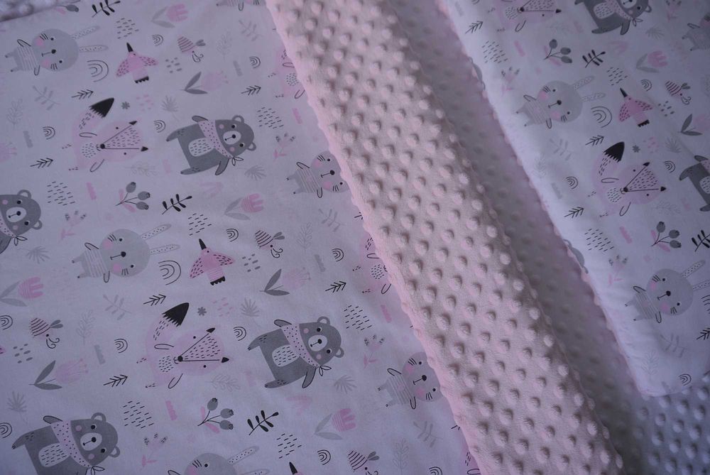 Kocyk Komplet Do Wózka Łóżeczka Poduszka 70x100 Różowy Minky Premium