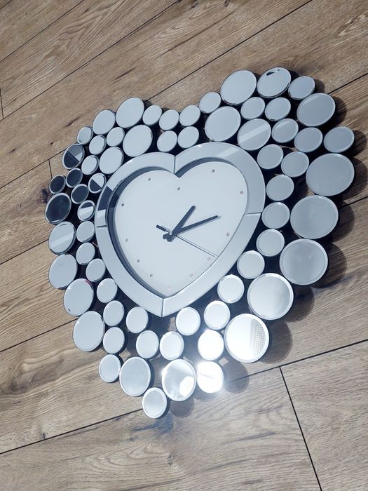 Home&you zegar duży lustro święta prezent srebrny glamour na ścianę
