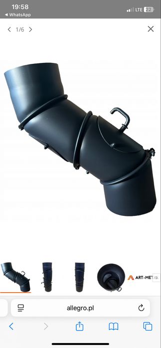 KOLANO SPALINOWE KOMINOWE nastawne 4 segmentowe fi 160 z szybrem, 2mm