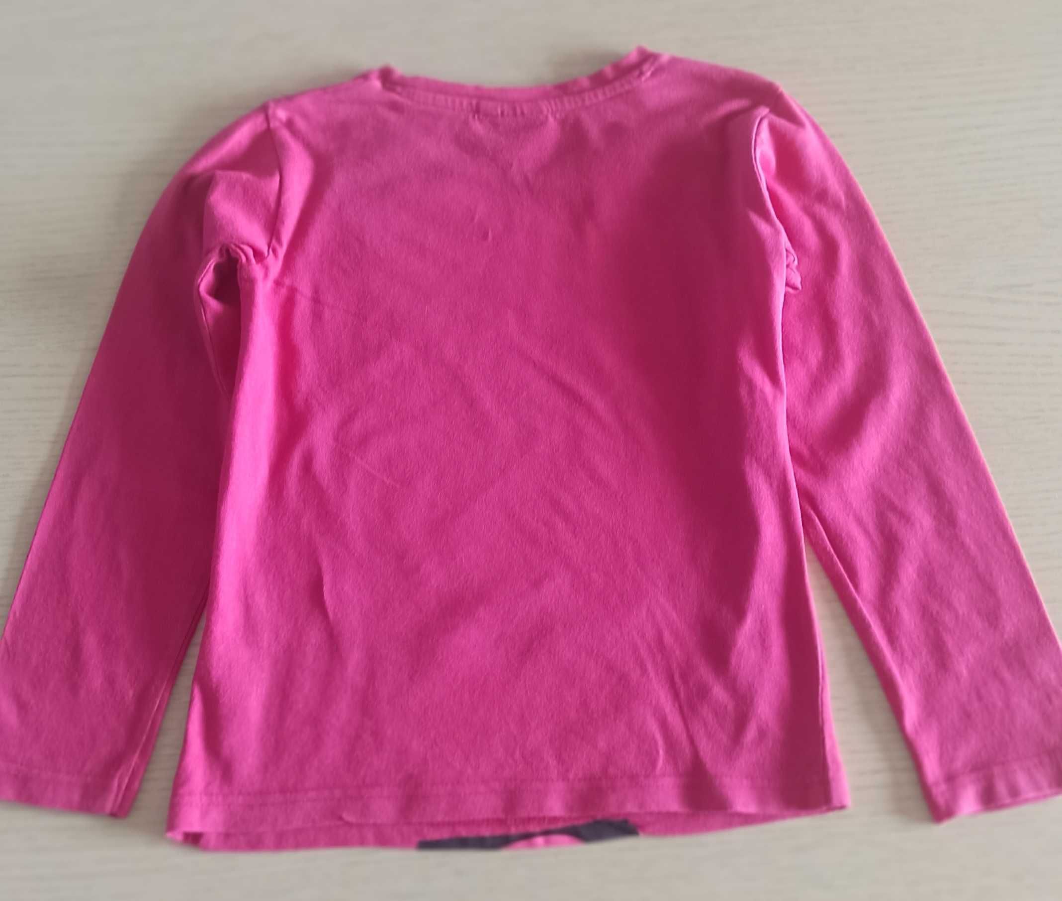 Bluzka 116, długi rękaw, różowa, bawełniana
