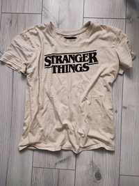 Stranger Things koszulka M Licencja Hawkins kremowa Sinsay Netflix
