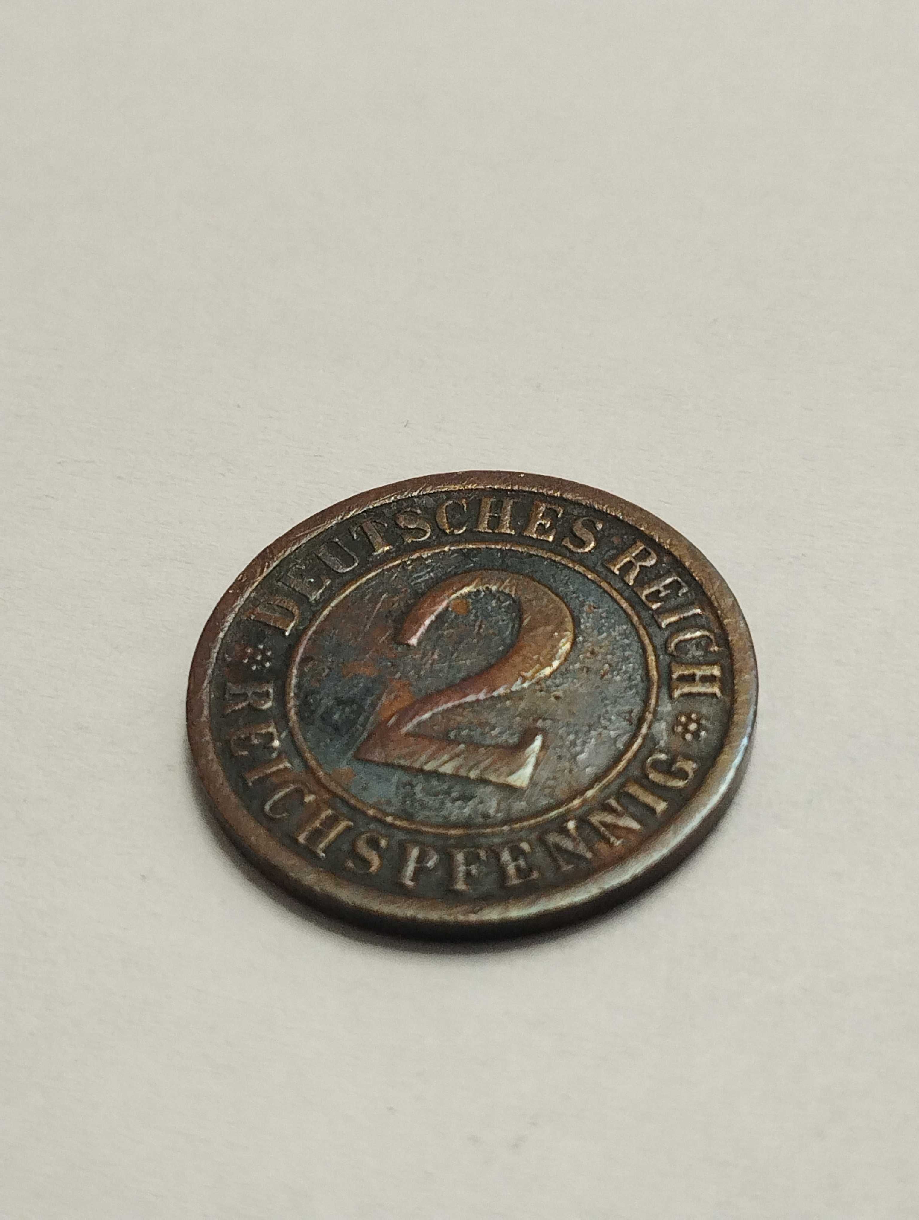Sprzedam monetę Niemcy 2 reichspfennig 1925r. A  stan dobry