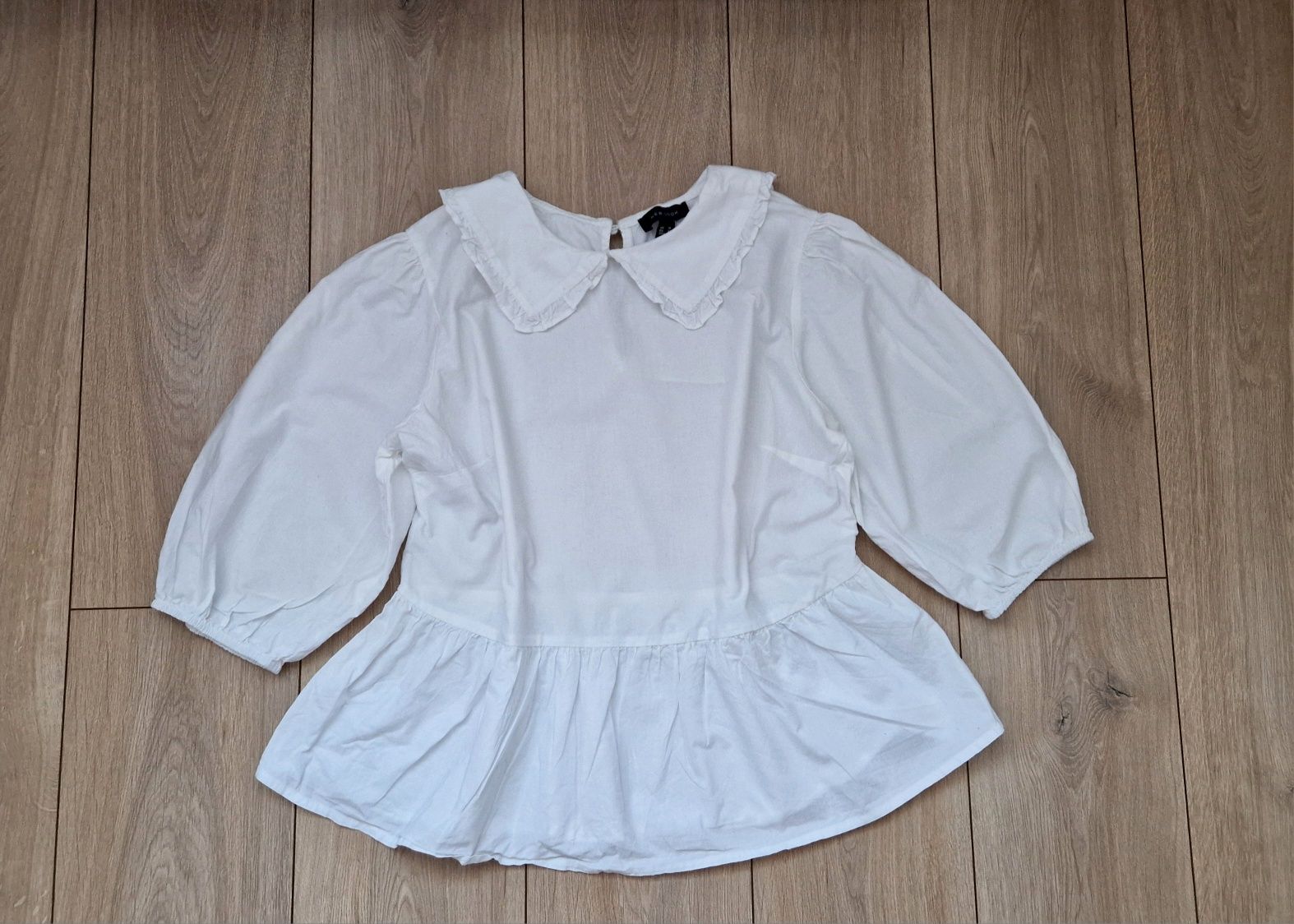 Biała bluzka, koszula L, z kołnierzykiem,  rękaw3-4,
S