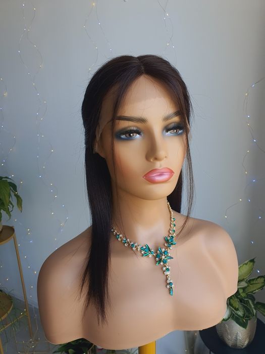 Peruka z włosów naturalnych ciemny brąz Megan lace front