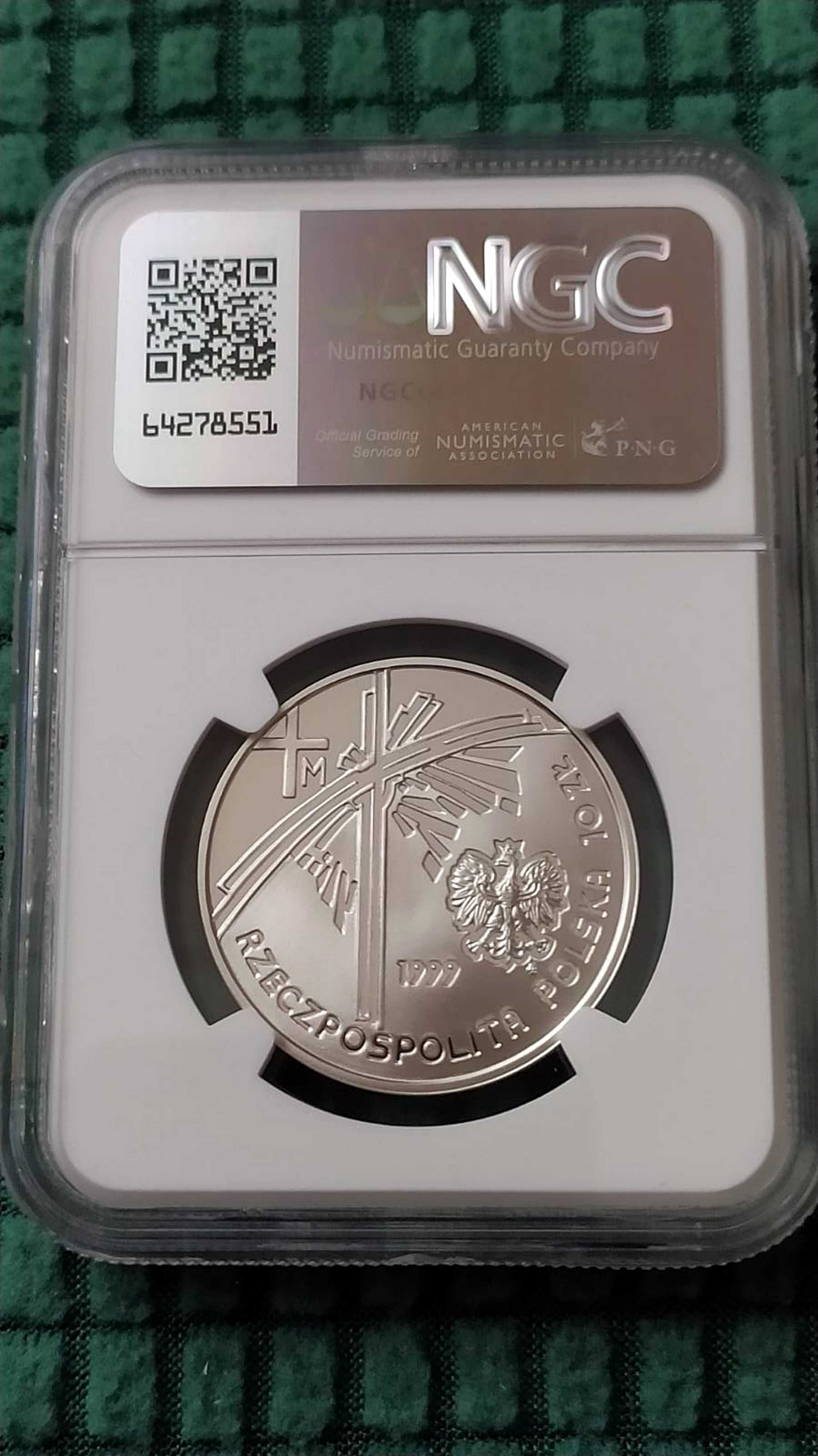 10 zł 1999 - Jan Paweł II - Papież Pielgrzym - NGC PF70 Ultra Cameo