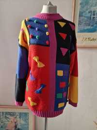 No550 sweter kolorowy vintage s m l damski