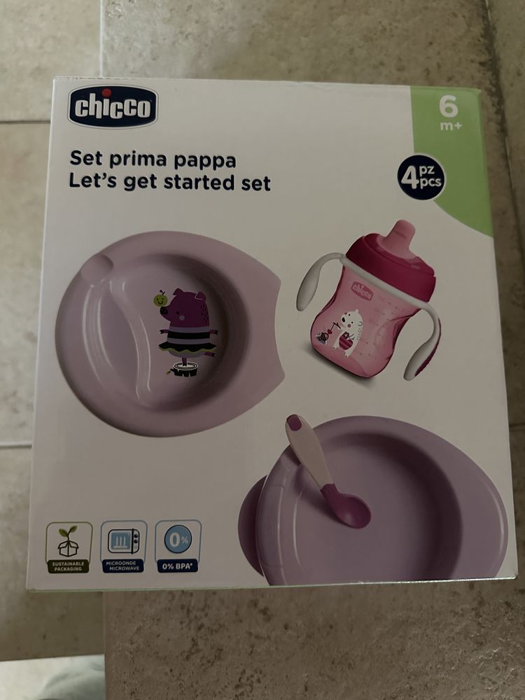 Set de papa com prato, biberão e colher Chicco