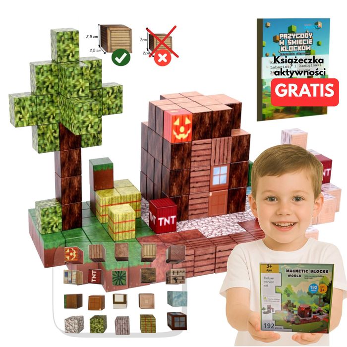 Magnetyczne Klocki 192 el w stylu Minecraft duże bloki