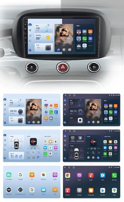 Radio do Fiat 500X V1 Plus z CarPlay i Android Auto CarPlay 6GB 128GB