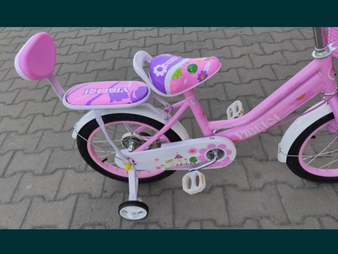 Rower rowerek dziecięcy 12 cali różowy koszyczek bagażnik oparcie