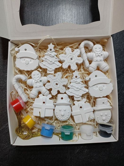 Набір гіпсових фігурок для розфарбовування, іграшки на ялинку