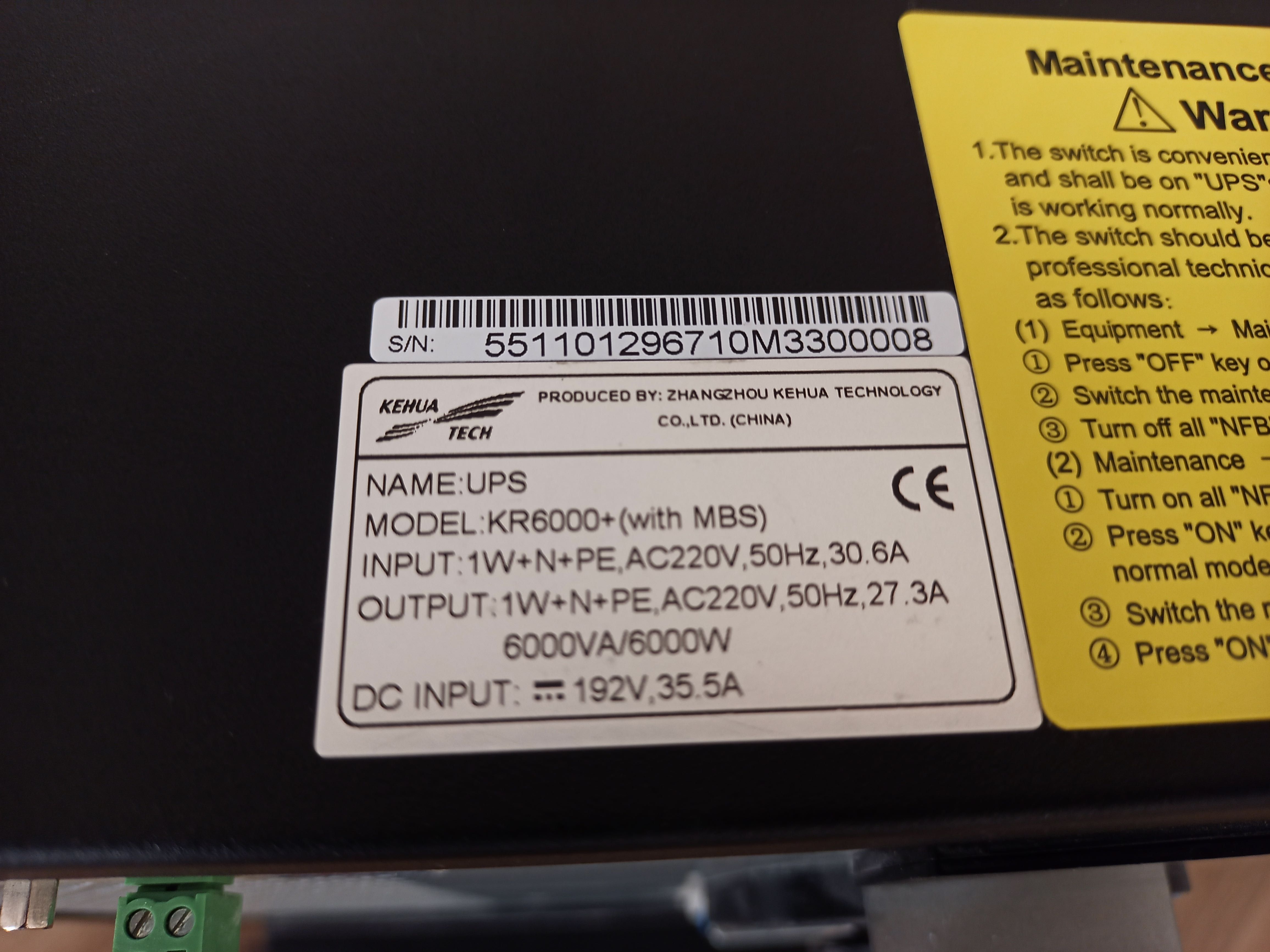 Джерело безперебійного живлення Kehua Tech KR6000+